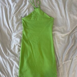 Zara green mini halter neck dress